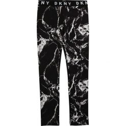 Dkny - Legginsy dziecięce 152-158 cm. Czarne spodnie dziewczęce DKNY, z nadrukiem, z tkaniny. Za 259,90 zł.