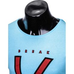 T-shirt męski z nadrukiem S925 - błękitny. Niebieskie t-shirty męskie Ombre Clothing, s, z nadrukiem, bez kołnierzyka. Za 15,99 zł.