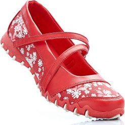 Baleriny damskie: Baleriny bonprix czerwony w kwiaty