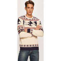 Izod - Sweter. Białe swetry męskie IZOD, m, bez wzorów, z bawełny, z okrągłym kołnierzem, bez kaptura. W wyprzedaży za 139,90 zł.
