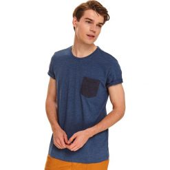 T-shirt krótki rękaw męski gładki. Niebieskie t-shirty męskie Top Secret, m, bez wzorów, z jeansu, klasyczne, bez kołnierzyka, krótkie. W wyprzedaży za 34,99 zł.