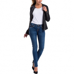 Dżinsy "Adriana" - Skinny fit - w kolorze granatowym. Niebieskie rurki damskie marki Cross Jeans, z aplikacjami. W wyprzedaży za 136,95 zł.
