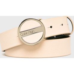 Calvin Klein - Pasek skórzany. Czarne paski damskie marki Calvin Klein, w paski, ze skóry. Za 279,90 zł.