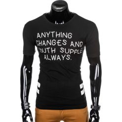 T-SHIRT MĘSKI Z NADRUKIEM S986 - CZARNY. Czarne t-shirty męskie marki Ombre Clothing, s, z nadrukiem. Za 29,00 zł.