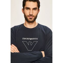 Emporio Armani - Bluza. Niebieskie bluzy męskie s, z nadrukiem, z elastanu, z okrągłym kołnierzem. Za 419,90 zł.