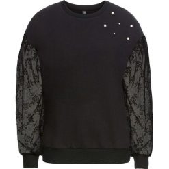 Bluzy damskie: Bluza z koronkowymi rękawami bonprix czarny