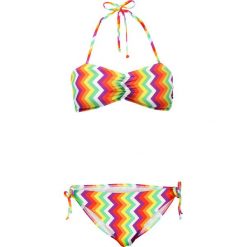 Bikini bandeau (2 części) bonprix zielono-biało-żółty wzorzysty. Żółte bikini marki bonprix. Za 69,99 zł.