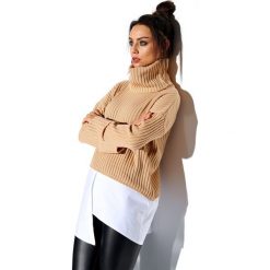Golf łączony z koszulą LS263 kamel. Koszule damskie Lemoniade, uniwersalny, eleganckie, z golfem. Za 139,90 zł.