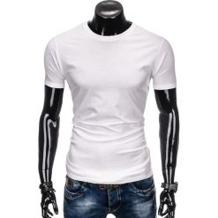 T-shirt męski bez nadruku S884 - biały. Białe t-shirty męskie Ombre Clothing, s, z nadrukiem, bez kołnierzyka. Za 16,99 zł.