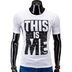 T-shirty męskie: T-SHIRT MĘSKI Z NADRUKIEM S598 - BIAŁY