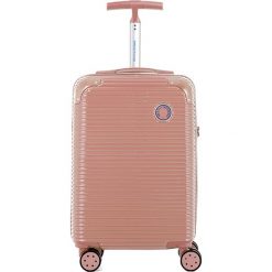 Walizka w kolorze różowego złota - 44 l. Różowe walizki Ines de la Fressange, bez wzorów, z materiału. W wyprzedaży za 319,95 zł.