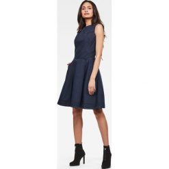 G-Star Raw - Sukienka. Niebieskie sukienki damskie G-Star RAW, do pracy, s, bez wzorów, z bawełny, retro, z okrągłym kołnierzem, bez rękawów, mini, rozkloszowane. Za 599,90 zł.