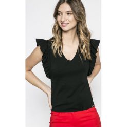 Marciano Guess - Top. Czarne bluzki z odkrytymi ramionami marki MARCIANO GUESS, z aplikacjami, z elastanu. W wyprzedaży za 239,90 zł.