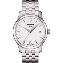 PROMOCJA ZEGAREK TISSOT TRADITION LADY T063.210.11.037.00. Białe zegarki damskie marki TISSOT, ze stali. W wyprzedaży za 1139,60 zł.