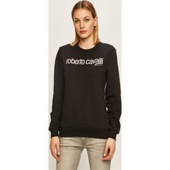 Roberto Cavalli Sport - Bluza. Czarne bluzy sportowe damskie Roberto Cavalli Sport, s, z aplikacjami, z bawełny, bez rękawów, bez kaptura. W wyprzedaży za 399,90 zł.