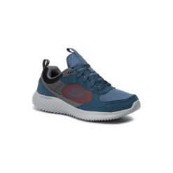 Skechers BOUNDER-COURTHALL 52511 NVGY. Niebieskie buty sportowe męskie Skechers, ze skóry, bez zapięcia. Za 249,99 zł.