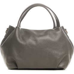 Shopper bag damskie: Skórzana torebka w kolorze szarym – 28 x 18 x 25 cm