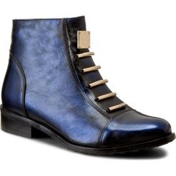 Buty zimowe damskie: Botki EKSBUT – 66-4088-F63-1G Czarny/Niebieski Lic