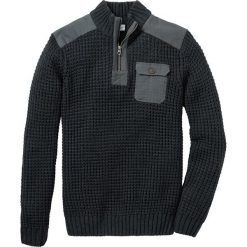 Sweter ze stójką Slim Fit bonprix antracytowy melanż. Szare golfy męskie bonprix, l, melanż, z dzianiny. Za 109,99 zł.