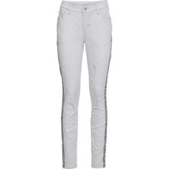 Rurki damskie: Spodnie SKINNY z cekinami bonprix szary stalowy "used"