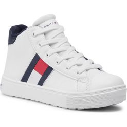 Sneakersy TOMMY HILFIGER - High Top Lace-Up Sneaker T3B4-30925-1031100 M White 100. Białe trampki chłopięce TOMMY HILFIGER, bez wzorów, ze skóry ekologicznej, bez zapięcia. Za 339,00 zł.