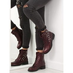 Botki workery licowe pe130p WINE RED. Czerwone botki damskie militarne, na sznurówki. Za 121,94 zł.