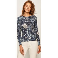 Desigual - Sweter. Niebieskie swetry damskie Desigual, s, bez wzorów, z bawełny, z długim rękawem, długie, bez kaptura. W wyprzedaży za 279,90 zł.
