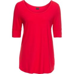 Shirt bonprix czerwony. Czerwone koszulki damskie bonprix, bez wzorów, z dżerseju, bez kołnierzyka, bez rękawów. Za 34,99 zł.