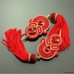 Kolczyki damskie: Kolczyki sutasz Gold Red Tassels