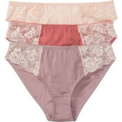 Figi z mikrofibry (3 pary) bonprix perłowy beżowy - różowobrązowo-rabarbarowy. Różowe majtki damskie bonprix, bez wzorów, z mikrofibry. Za 38,97 zł.