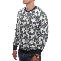 Bluza męska w palmy slim biała Recea. Białe bluzy męskie Recea, xl, bez wzorów, z bawełny, z kapturem, bez rękawów, bez kaptura. Za 69,99 zł.