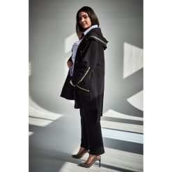 Spodnie wysoki stan czarne duże rozmiary OVERSIZE PLUS SIZE WIOSNA. Czarne spodnie damskie Moda Size Plus Iwanek, plus size, bez wzorów, z elastanu, eleganckie. Za 119,90 zł.