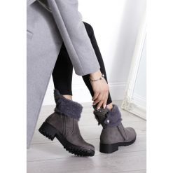 Szare Botki Waller. Szare botki damskie Renee, glamour, za kostkę, bez obcasa, na płaskiej podeszwie, na zamek. Za 119,99 zł.