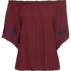 Bluzka z haftem bonprix czerwony rubinowy - kobaltowy. Czerwone koszulki damskie bonprix, z haftami, bez kołnierzyka. Za 49,99 zł.