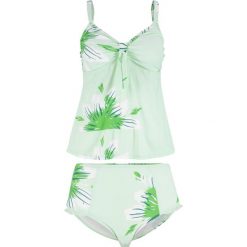 Tankini (2 części) bonprix zielono-kremowy. Zielone stroje kąpielowe damskie bonprix, z nadrukiem. Za 99,99 zł.