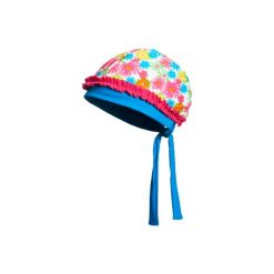 Playshoes Czapka UV Kwiatki - różowy/pink. Różowe czapeczki niemowlęce marki Playshoes, w kwiaty, z elastanu. Za 29,00 zł.