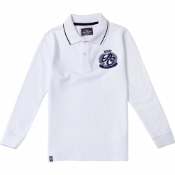 Koszulka polo w kolorze białym. Białe t-shirty chłopięce marki Polo Club Women & Kids, z haftami, z bawełny. W wyprzedaży za 173,95 zł.