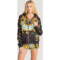 BLUZA VERSACE JEANS COUTURE. Czarne bluzy damskie Versace Jeans Couture, s, bez wzorów, z bawełny, bez rękawów, z kapturem. Za 1055,45 zł.