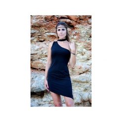 Czarna asymetryczna sukienka Chocker. Czarne sukienki damskie WOW, na co dzień, xl, bez wzorów, eleganckie, z asymetrycznym kołnierzem, bez rękawów, asymetryczne. Za 220,00 zł.