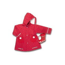 Kurtki chłopięce przeciwdeszczowe: PLAYSHOES Płaszcz przeciwdeszczowy czerwony w białe kropki