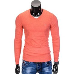 Swetry klasyczne męskie: SWETER MĘSKI E74 – KORALOWY