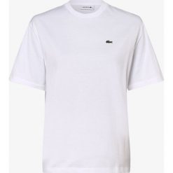 Lacoste - T-shirt damski, biały. Białe t-shirty damskie Lacoste, bez wzorów, z bawełny, klasyczne, z okrągłym kołnierzem. Za 249,95 zł.