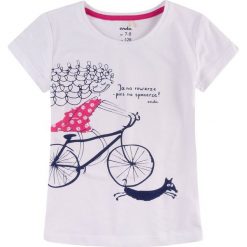 Endo - Top dziecięcy 134-152 cm. Białe bluzki dziewczęce marki Endo, z nadrukiem, z bawełny, z okrągłym kołnierzem, z krótkim rękawem, krótkie, bez kaptura. W wyprzedaży za 29,90 zł.
