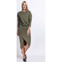 Khaki Casualowa Midi Sukienka z Kopertowym Dołem. Brązowe sukienki balowe marki Molly.pl, l, z kopertowym dekoltem, z długim rękawem, midi, kopertowe. W wyprzedaży za 106,86 zł.
