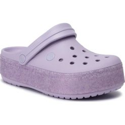 Klapki CROCS - Crocband Platform Clog 205802 Lavender/Lavender Sparkle. Fioletowe klapki damskie Crocs, bez wzorów, z tworzywa sztucznego, bez obcasa. Za 179,00 zł.
