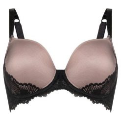 Biustonosz z fiszbiną Triumph Lace Spotlight 10201681. Czarne biustonosze Triumph, bez wzorów, z elastanu. W wyprzedaży za 139,00 zł.