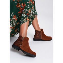 Camelowe Botki Coulsdon. Brązowe botki damskie Inny, bez obcasa, na płaskiej podeszwie, bez zapięcia. Za 119,99 zł.