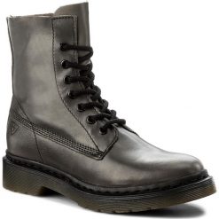 Botki TAMARIS - 1-25007-39 Graphite 206. Szare botki damskie na obcasie marki Tamaris, z materiału, z okrągłym noskiem. W wyprzedaży za 199,00 zł.