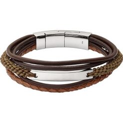 Fossil - Bransoletka skórzana. Pomarańczowe bransoletki męskie Fossil, metalowe. Za 299,90 zł.