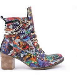 Botki - skóra naturalna - model 451 - kolor motyl. Botki damskie Zapato, na zimę, ze skóry, eleganckie, za kostkę, na wysokim obcasie, na obcasie, na sznurówki. W wyprzedaży za 319,20 zł.